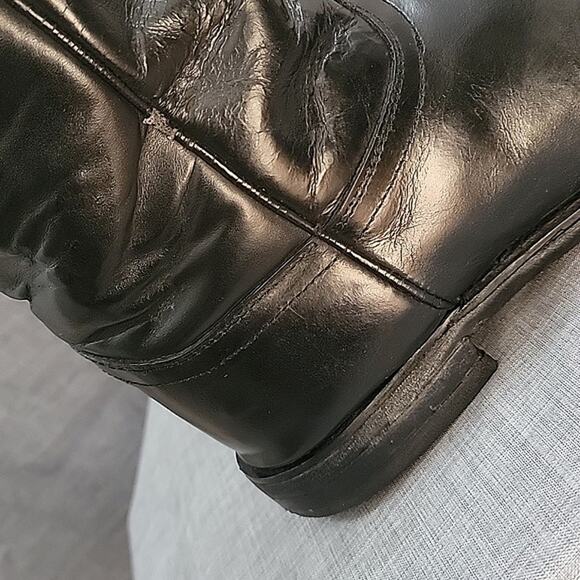 Justin Jackson Black Leather Cowboy Boots round to 3133 Men's sz 9.5EE WIDE - Picture 6 of 11